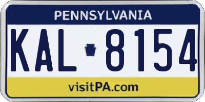 PA license plate KAL8154