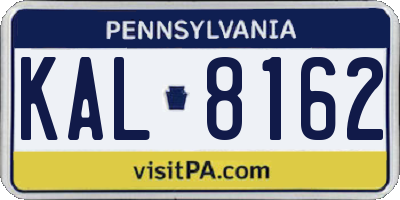 PA license plate KAL8162