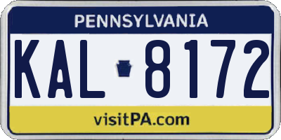 PA license plate KAL8172