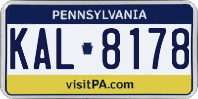 PA license plate KAL8178