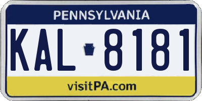 PA license plate KAL8181