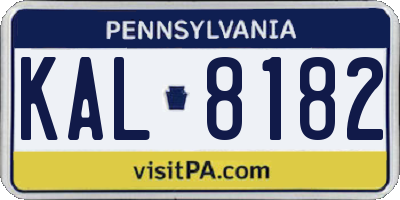 PA license plate KAL8182