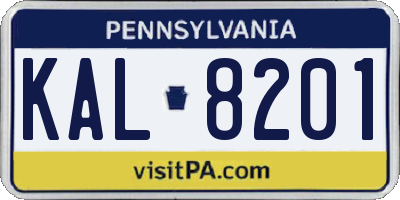 PA license plate KAL8201