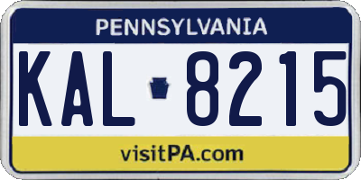 PA license plate KAL8215