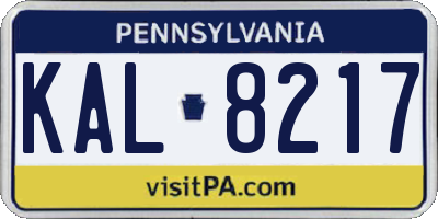PA license plate KAL8217