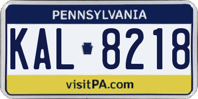 PA license plate KAL8218