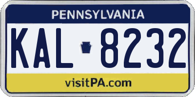 PA license plate KAL8232