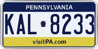 PA license plate KAL8233
