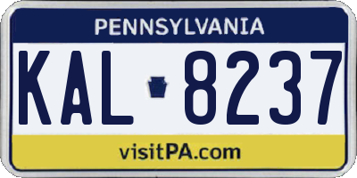 PA license plate KAL8237