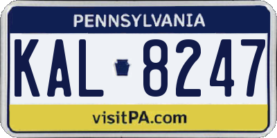 PA license plate KAL8247