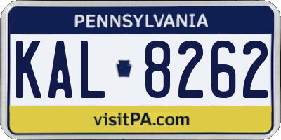 PA license plate KAL8262