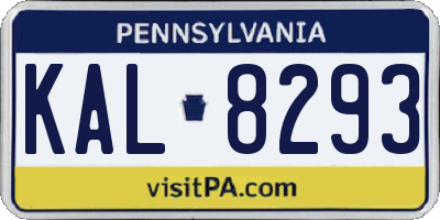 PA license plate KAL8293