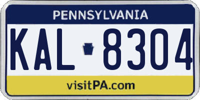 PA license plate KAL8304