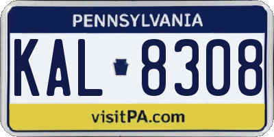 PA license plate KAL8308