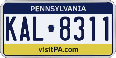 PA license plate KAL8311