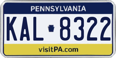 PA license plate KAL8322