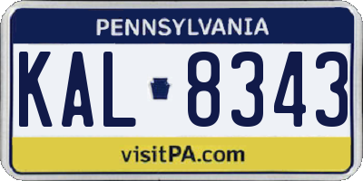 PA license plate KAL8343