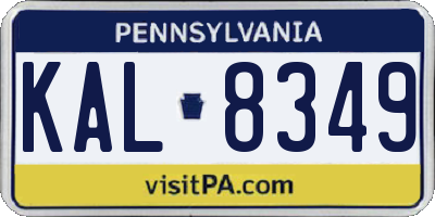 PA license plate KAL8349