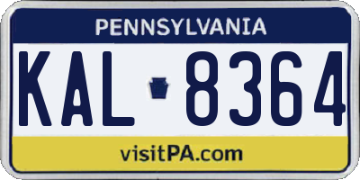 PA license plate KAL8364