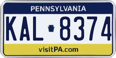 PA license plate KAL8374