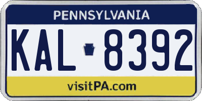PA license plate KAL8392