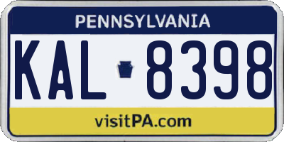 PA license plate KAL8398