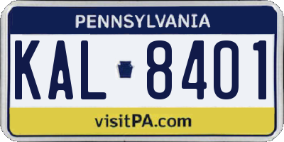 PA license plate KAL8401