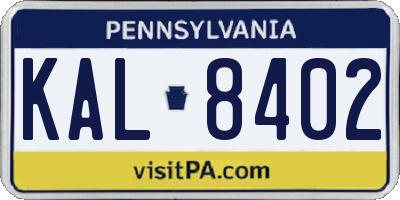 PA license plate KAL8402