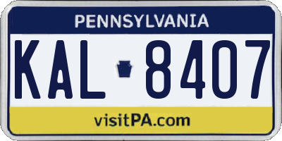 PA license plate KAL8407