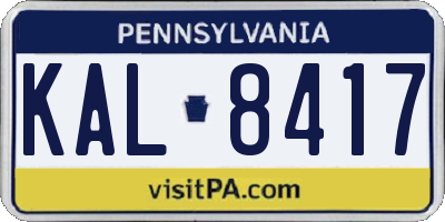 PA license plate KAL8417