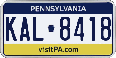 PA license plate KAL8418