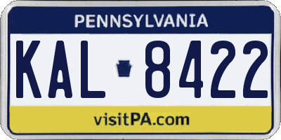 PA license plate KAL8422