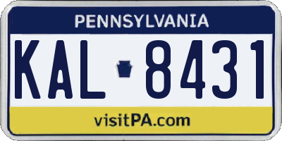 PA license plate KAL8431