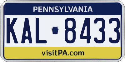 PA license plate KAL8433