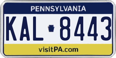 PA license plate KAL8443