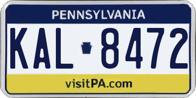 PA license plate KAL8472