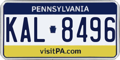 PA license plate KAL8496
