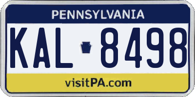 PA license plate KAL8498