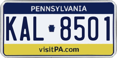 PA license plate KAL8501