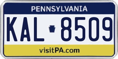 PA license plate KAL8509
