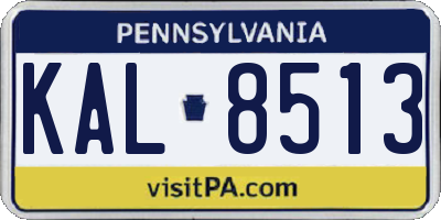 PA license plate KAL8513