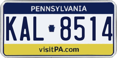 PA license plate KAL8514