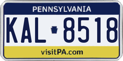 PA license plate KAL8518