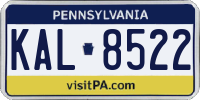 PA license plate KAL8522