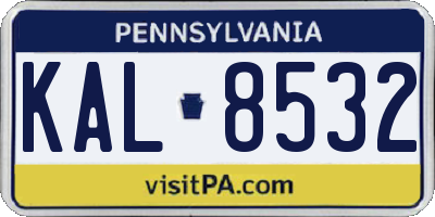 PA license plate KAL8532