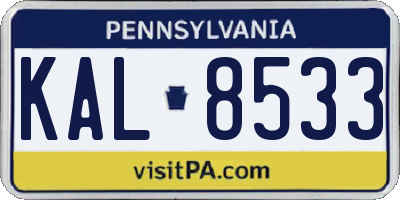 PA license plate KAL8533