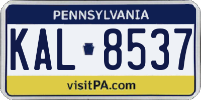 PA license plate KAL8537