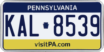 PA license plate KAL8539