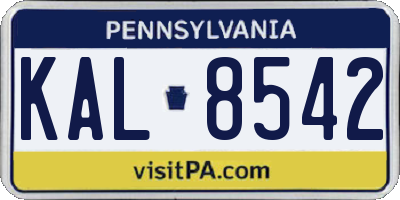 PA license plate KAL8542