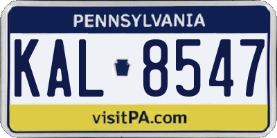PA license plate KAL8547
